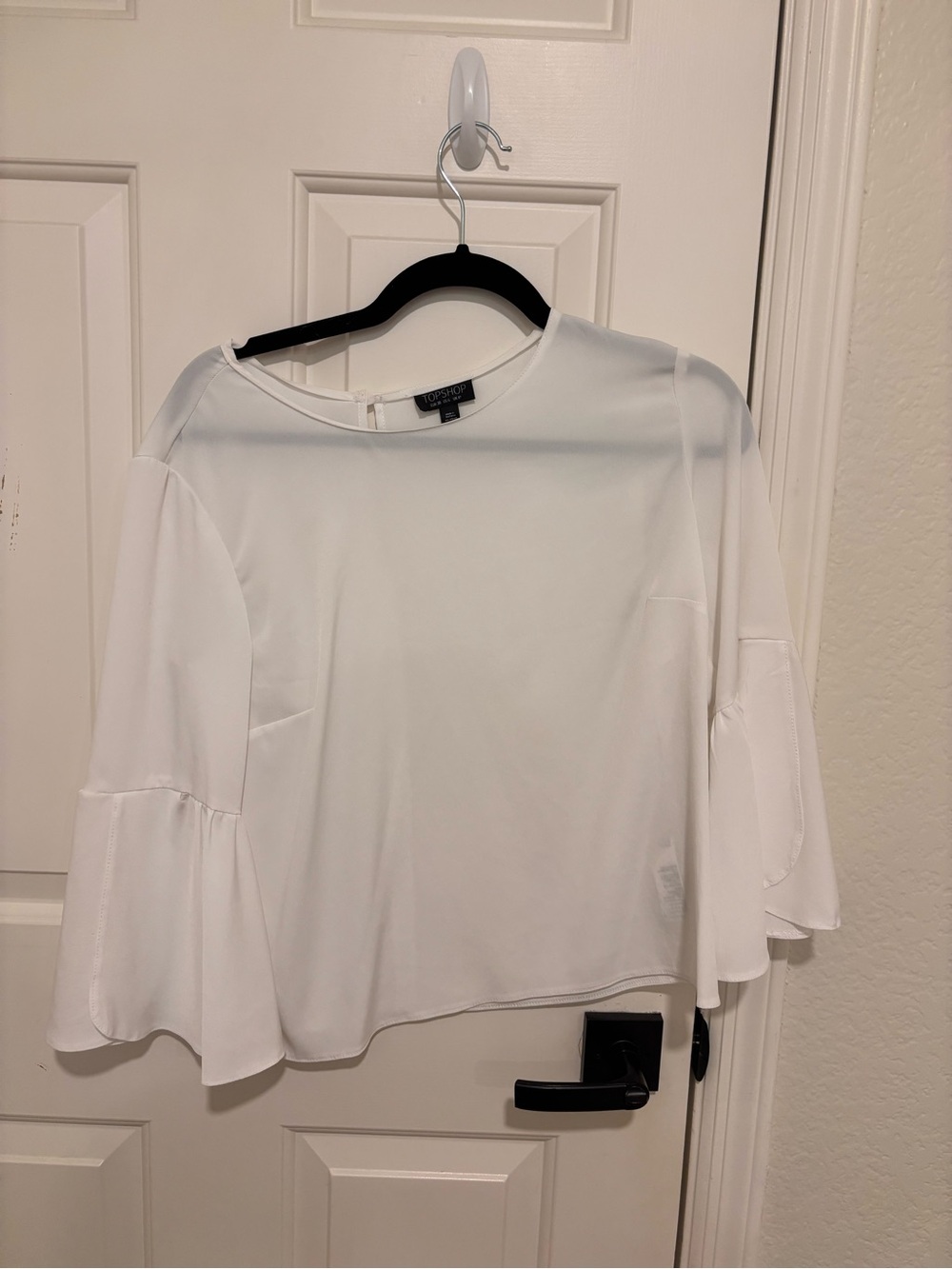 Topshop White Bell-Sleeve Blouse